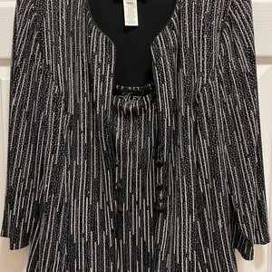Alex Evenings Like New XL Black Silver/White Sparkly Twinset Jacket and Camisole
